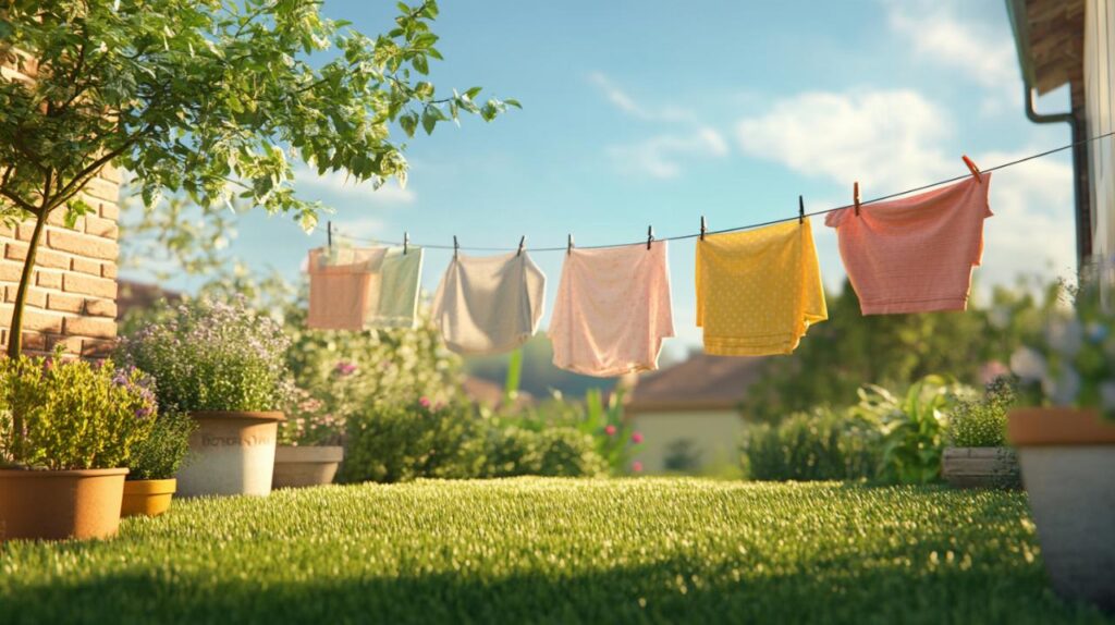 Comment installer une corde à linge dans son jardin ou sur un balcon avec des pinces résistantes aux intempéries